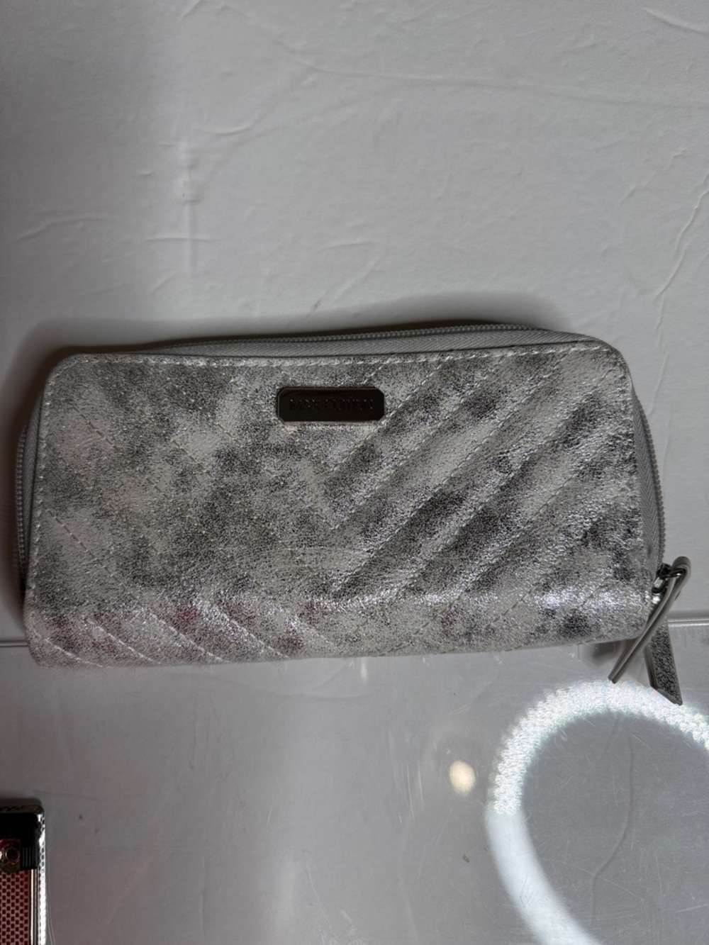 Max Edition Metallic Silver Quilted Zip Wallet
